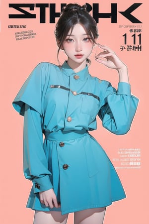 1girl, thigh up body, standing, looking at viewer, styled clothes, sharp focus, magazine cover, coloful background, 2D artstyle, outline, 

chimai,hine,hakil,yuong01,johyun,sim,haohaoulz,kn,htt,minatw,miyeon