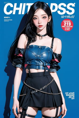 ((kpop idol girl, thigh strap, styled top, skirt,)) 1girl, kneel up, hairstyle, standing, looking at viewer, ultra detailed, profesional lighting, blue background, magazine cover

johyun, wyntracy, hine, hakil, htt, chimai, sim, yuong01, sana, QA, aespakarina, huondey,kn,jisoo, 