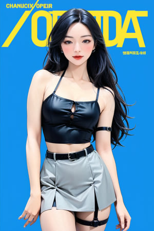 ((kpop idol girl, thigh strap, styled top, skirt,)) 1girl, kneel up, hairstyle, standing, looking at viewer, ultra detailed, profesional lighting, blue background, magazine cover

johyun, wyntracy, hine, hakil, htt, chimai, sim, yuong01, sana, QA, aespakarina, huondey,kn,jisoo, 