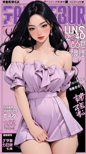 1girl, looking at viewer, thigh up body, stocking, earings, blush, lustful emotion, nsfw, purple background, hairstyle, styled clothes, cutout clothes, dynamic composition, ultra detailed, best quality, sharp focus, magazine cover, outline, 2D artstyle,aespakarina,htt,sim