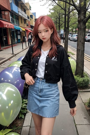 1girl, looking straight at viewer, different color hair, styled clothes, simple background, 
masterpiece, best quality, highres, 8k, accurate color reproduction, best quality, photo by Canon 5d, 50mm ZEISS lens, ,miyeon,htt,huondey,pisces,sim,mthanhh