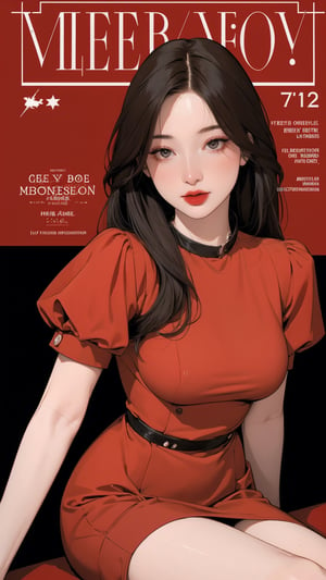 1girl, bdsm, eros, lustful. looking at viewer, thigh up body, elegant and asthetic, red background, styled clothes, hairstyle, cinematic composition, styled clothes,  ultra detailed, best quality, sharp focus, magazine cover, outline, 2D artstyle,aespakarina,htt