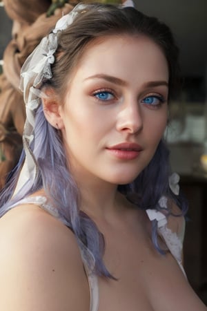 Full body photo of  woman, very attractive famous actress wearing wedding white dress, her eyes are blue and lips are pinky, blondy hair, cinematic style, kodak 2820 color tone, cool color. forest in the background, darkness, by night.