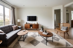 Real estate photography, [modern minimalistic] living room, [modern Parisian boho] style, [vibrant] colour palette, award winning interior design –ar 5:4 –s 900 –v 5.2 –style raw