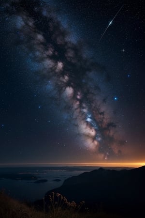 A tranquil and breathtaking view of the night sky with stars, planets, and distant galaxies