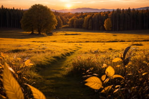 An ultra-realistic cinematic photograph of wildlife in meadow as a autumn scenery, exquisite detail, 30-megapixel, 8k, 85-mm-lens, sharp-focus, intricately-detailed, long exposure time, f/8, ISO 100, shutter-speed 1/125, diffuse-back-lighting, award-winning photograph, monovisions, elle, small-catchlight, low-contrast, high-sharpness, depth-of-field, golden-hour, ultra-detailed photography, Chromatic aberration lens, Shallow depth of field, HDR