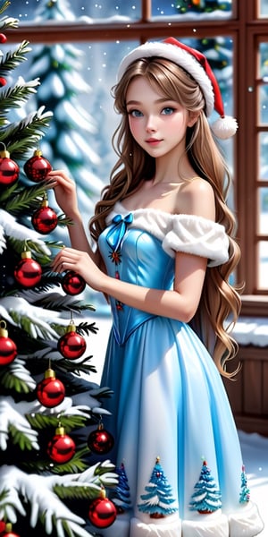 candy nsfw, young woman,photo r3al, realistic photo,
(small breast):2.0,
(hyper realistic beautiful girl Snow Maiden in a snowy caron, 
decorated Christmas tree in the background, 
holiday atmosphere):1.7,
(in a christmas setting, standing by a christmas tree):1.7,
(snowing outside):1.3, (medium body):1.5,onoff