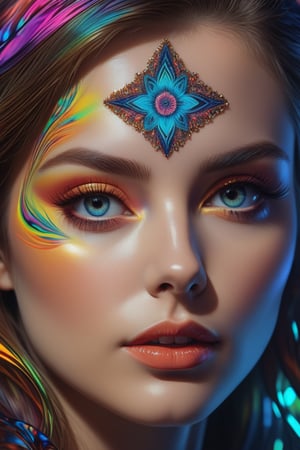 reflection madness, psychedelic art, paranoid female portrait, Glenn Brown style, perfect face, perfect eyes, highly detailed, comprehensive cinematic, digital painting, 8k, cinematic lighting, best quality, high res, detailed work, post-processing, perfect result