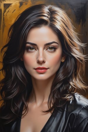 oil painting, heavy brushstrokes, paint drips, a breathtaking portrait of a Mozart, female, Anne hathway, composes a piece of music, action pose, medium long fuzzy hair, perfect symmetric eyes,gorgeous face,  rich, deep colors,layered image shaded by cells, golden ratio, award winning, professional,highly detailed, intricate, volumetric lighting, gorgeous, masterpiece, sharp focus, depth of field, perfect composition, award winner, artstation, acrylic painting create a hyper realistic vertical photo of Indian most attractive woman in her 40s, Trendsetter wolf cut black hair, 