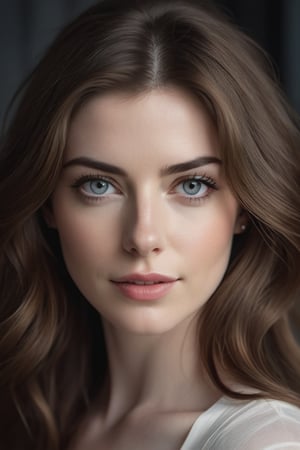a breathtakingly beautiful caucasian woman Anne hathway from Russian, loose hair, big 
 buttock, female, big buttock, perfect symmetric eyes, natural skin texture, hyperrealism, soft light, sharp, 8k hdr, dslr, high contrast, cinematic lighting, high quality, film grain, Fujifilm XT3