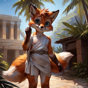 high_resolution, epic, depth of field, perfect lighting, (light particles), (best quality), (masterpiece), (ultra detailed), sharp focus, light particles, eyes, perfect eyes, anthropomorphic, masterpiece, highres, best quality, hd, 4k, 8k, ( male, male focus), eyes, perfect eyes), ((, fox, young, minor, shota, shotacon, curvy_figure, slim, thin, femboy, earrings, shy, cute:1.3)), ((( pink nipples, huge nipples, puffy nipples, huge aerola, puffy aerola))) ((( pose, posing, standing))), (((( ancient greek clothes )))), (((multicolored body, mulitcolored fur, extreme detailed skin, extreme detailed fur, animated eyes, beautiful eyes, detailed eyes, ((big eyes, cute eyes)), looking at viewer))), (( outdoors,Mayan temple, jungle, Mayan village)), (by taran fiddler), (by darkgem:0.8), (by chunie:1),