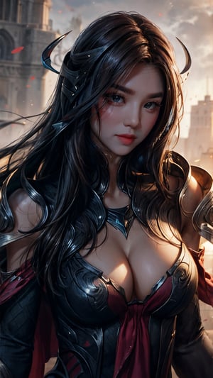 ((half body, upper body focus,)) 1girl, street,  detailed clothing, cleavage,
digital painting, official art, realistic, unity 8k wallpaper, ultra detailed, masterpiece, best quality,kai'sa,irelia