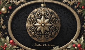 2 page masterpiece xmas card black velvet background luxury ultra modern modern masculine elegant, insanely detailed, super sharp, beautiful ornament text ("Another Christmas":1.35)
