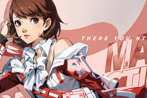 ((masterpiece, best quality)) Persona3Yukari, 1girl, solo, short hair, brown hair, brown eyes, upper_body,Persona3Yukari, white choker,viewed from side, arms_above_head , pink and white themed dress,