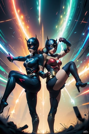 two superheros women fighting 