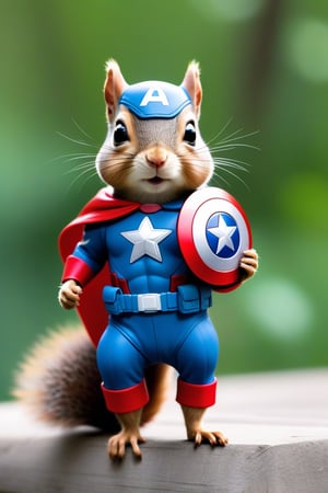 A squirrel with captain america costume
