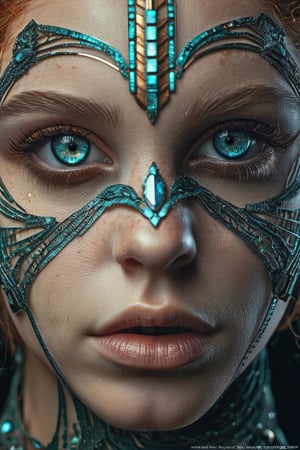 beautiful android RAW upper body photo, beautiful detailed face, ultra realistic, concept art, intricate details, highly detailed, photorealistic, octane render, 8 k, unreal engine. art by Mark Seliger and Alessio Albi, ((cosmic topaz eyes)) wet eyeliner,  perfecteyes ((topaz))