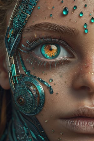 beautiful android RAW upper body photo, beautiful detailed face, ultra realistic, concept art, intricate details, highly detailed, photorealistic, octane render, 8 k, unreal engine. art by Mark Seliger and Alessio Albi, ((cosmic topaz eyes)) wet eyeliner,  perfecteyes ((topaz))