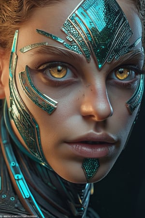 beautiful android RAW upper body photo, beautiful detailed face, ultra realistic, concept art, intricate details, highly detailed, photorealistic, octane render, 8 k, unreal engine. art by Mark Seliger and Alessio Albi, ((cosmic topaz eyes)) wet eyeliner,  perfecteyes ((topaz))