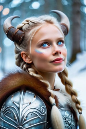 cinematic film still A fiercely proud Nordic girl stands, her presence exuding unwavering strength. Her blonde braids cascade down her back, framing a face marked by determination and resilience. This stunning portrait captures her piercing blue eyes, reflecting the icy landscapes of her homeland. The intricate details of her embroidered Viking armor and fur-lined cloak speak of her warrior spirit. This high-quality painting seamlessly combines power and grace, drawing the viewer into the captivating story of a fierce Nordic warrior princess. playful body manipulations, divine proportion, non-douche smile, gaze into the camera, holographic shimmer, whimsical lighting, enchanted ambiance, soft textures, imaginative artwork, ethereal glow, silent Luminescence, whispering Silent, iridescent Encounter, vibrant background, by Skyrn99, full body, (((rule of thirds))), high quality, high detail, high resolution, (bokeh:2), backlight, long exposure:2, shallow depth of field, vignette, highly detailed, high budget Hollywood film, bokeh, cinemascope, moody, epic, gorgeous, film grain
