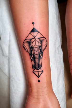 Wrist Tattoo, Tattoo Design, a geometric elephant tattoo shapes

