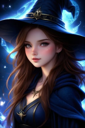 photorealistic, 35mm, intricate details, hdr, intricate details, hyperdetailed, natural skin texture, hyperrealism, sharp, 1 girl, adult (elven:0.7) woman, freckles, grey eyes, chestnut layered hair, portrait, looking down, solo, half shot, detailed background, witch hat, witch, magical atmosphere, hair flowing in the wind, red trimmed light colored clothes, whirlwind of swirling magic spell in the air, dark magic, (style-swirlmagic:0.8), floating particles,
