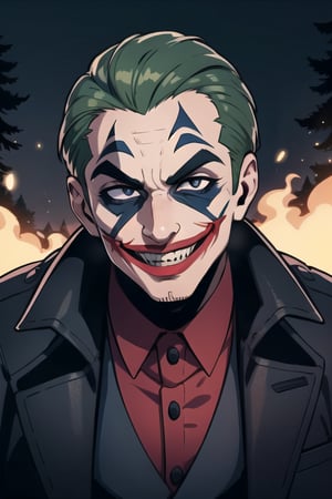 soldier,forest,fire,darkness,batman,joker smile,male,dead