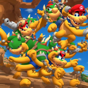 Bowser, yellow skin, spiked collar, spiked bracelets, looking at viewer, angry, full body, 
standing, outside a beautiful park, changing season, summer to fall, blue sky, extreme detail, hdr, fantasy quality, 
 ,Bowser (Mario Series)