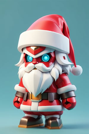 (Gundam wearing Santa costume), 3D isometric render of cute (Gundam wearing Santa costume), 3D app icon, clean isometric design, beautiful design, soft gradient background, soft colors, centered, 3D blender render, masterpiece, best quality, high resolution, 8k octane render, beautiful color scheme, soft smooth lighting, physically based rendering, square image, high polycount, natural beauty