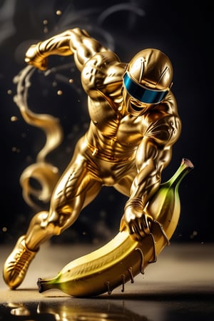 A golden banana,MaskGO24K,action shot