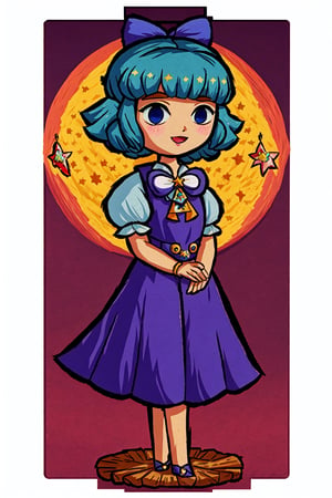 cutesy, Chibi, guweiz style, FFIXBG, cirno, full body, hair ribbon, dress, shirt, sitting, short sleeves, puffy sleeves, puffy short sleeves, blue hair hair between eyes, blue eyes, :d, shoes, collared shirt, neck ribbon, blue dress, wings, bangs, ribbon, ice wings, white shirt, ice, pinafore dress, short hair, red ribbon, barefoot, bow, blue bow, hair bow,  (Masterpiece, best quality:1.3), highly detailed, fantasy, hyperrealistic, best illustration, 8k, ffixbg, dynamic view, cinematic, ultra-detailed, full background, fantasy, illustration, night sky, winter, log cabin, grass, scenery, beautiful, (shiny), UHDR, various colors, (details:1.2), extremely detailed, (shimmer:0.5), colorful, ethereal, dreamy, vanishing (line:0.4), amazing composition, (starry sky), stars