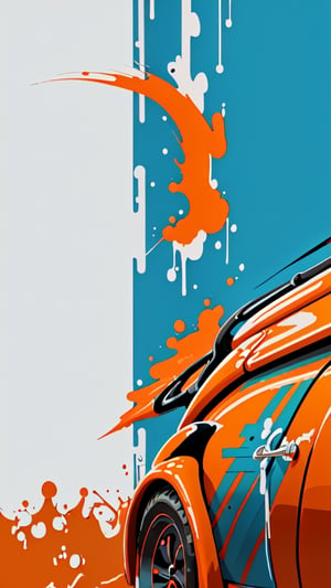 Drip Paint Design,Volkswagen Beetle,blue,red,orange,background dark,highlights,high definition,xyzsanart01