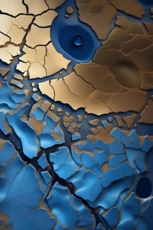 abstract blue marble with cracks and small craters