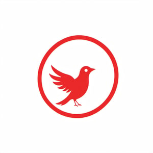 Create a sophisticated and minimalist 2D corporate logo for a prestigious training institution, focusing on a bird motif. The primary color should be a bold and empowering red, while the secondary color is a crisp and clean white. Emphasize a sense of professionalism and growth, aligning with the institution's commitment to excellence and transformative education, circle, white background