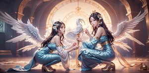 （（（tmasterpiece）））, （（（best qualtiy））））, offcial art, the Extremely Detailed CG Unity 8K Wallpapers, （（sketching）））, the night, Sateen, Beautiful detailed sky, intricate outfits, Gorgeous costumes,

beautiful detailed water, GameCG, hugefilesize, sketching, 独奏, Girl, angelicales, long white hair, hair between eye, Hair behind the ears, white colored eyelashes, beatiful detailed eyes, expressionless eyes, gold eyes, half closed eyes, shoe, The halo, necklace, looking-down, Squat, blown hair, Feather ornament, leaf hair ornament, ln the forest, by lake,
(（Bigchest）））, （（（golden robes）））, longer sleeves, bandagens, Black silk eye patch, elvish ears, （（（Golden wings）））, A giant phoenix, Phoenix wings, holy rays, High detailed , ellafreya, 