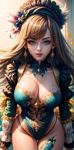 masterpiece, best quality, (extremely detailed CG unity 8k wallpaper, masterpiece, best quality, ultra-detailed, best shadow), (detailed background), (beautiful detailed face, beautiful detailed eyes), High contrast, (best illumination, an extremely delicate and beautiful),1girl,((colourful paint splashes on transparent background, dulux,)), ((caustic)), dynamic angle,beautiful detailed glow,full body