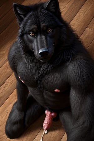 anthro, black wolf, full black body, male, adult, muscular, naked, NSFW, (canine pointed penis with knot), balls, (cum), looking at viewer, brown eyes, realistic fur, detailed background, (pink nipples), wilderness, background, (smirking bad face),(((floor angle view from his legs))), realistic, photorealistic, ultra realistic, 8k,
Expressive eyes, perfect face, furry, fluffy fur skin, black wolf, pink nipples, male, adult, wolf head, wolf face, hairy black body, (hairy pubis), jet black skin, jet black fur, (bad smirking face), brown eyes, fangs, fur black, naked, (canine penis with knot), (((floor angle view from his legs))), veiny_penis, nsfw, (solo) 
Handsome, (rude) male wolf antropomorfh, detailed face, black hair, ((the entire body covered with black fur)), background, (masterpiece:1.2), (best quality), (detailed), (intricate), (8k), (HDR), (wallpaper), (sharp focus), (full body), sitting, touching his chest, boner, cum,
