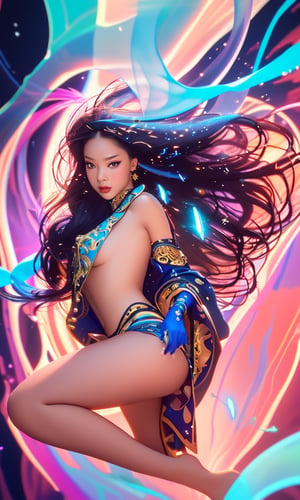 masterpiece, best quality, (extremely detailed CG unity 8k wallpaper, masterpiece, best quality, ultra-detailed, best shadow), (detailed background), (beautiful detailed face, beautiful detailed eyes), High contrast, (best illumination, an extremely delicate and beautiful),1girl,((colourful paint splashes on transparent background, dulux,)), ((caustic)), dynamic angle,beautiful detailed glow,full body,beautymix,Renaissance Sci-Fi Fantasy,Sci-fi ,casting spell,IncrsXLRanni,jennie,JAR,1 girl