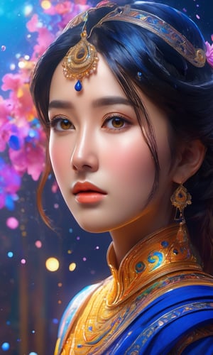 masterpiece, best quality, (extremely detailed CG unity 8k wallpaper, masterpiece, best quality, ultra-detailed, best shadow), (detailed background), (beautiful detailed face, beautiful detailed eyes), High contrast, (best illumination, an extremely delicate and beautiful),1girl,((colourful paint splashes on transparent background, dulux,)), ((caustic)), dynamic angle,beautiful detailed glow,full body,beautymix,Renaissance Sci-Fi Fantasy