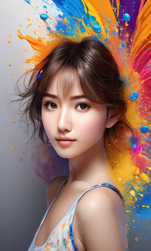 masterpiece, best quality, (extremely detailed CG unity 8k wallpaper, masterpiece, best quality, ultra-detailed, best shadow), (detailed background), (beautiful detailed face, beautiful detailed eyes), High contrast, (best illumination, an extremely delicate and beautiful),1girl,((colourful paint splashes on transparent background, dulux,)), ((caustic)), dynamic angle,beautiful detailed glow,full body