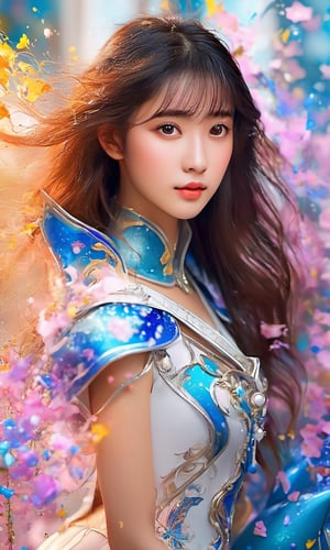 masterpiece, best quality, (extremely detailed CG unity 8k wallpaper, masterpiece, best quality, ultra-detailed, best shadow), (detailed background), (beautiful detailed face, beautiful detailed eyes), High contrast, (best illumination, an extremely delicate and beautiful),1girl,((colourful paint splashes on transparent background, dulux,)), ((caustic)), dynamic angle,beautiful detailed glow,full body,beautymix,Renaissance Sci-Fi Fantasy,Sci-fi ,casting spell,IncrsXLRanni