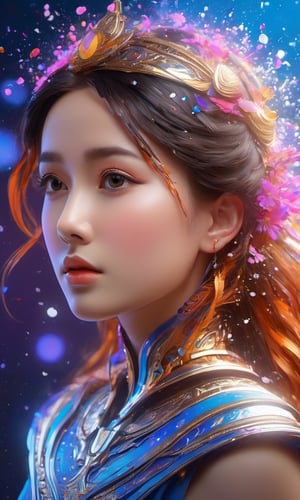 masterpiece, best quality, (extremely detailed CG unity 8k wallpaper, masterpiece, best quality, ultra-detailed, best shadow), (detailed background), (beautiful detailed face, beautiful detailed eyes), High contrast, (best illumination, an extremely delicate and beautiful),1girl,((colourful paint splashes on transparent background, dulux,)), ((caustic)), dynamic angle,beautiful detailed glow,full body,beautymix,Renaissance Sci-Fi Fantasy