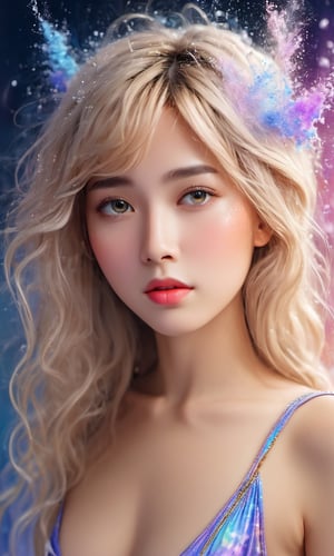 masterpiece, best quality, (extremely detailed CG unity 8k wallpaper, masterpiece, best quality, ultra-detailed, best shadow), (detailed background), (beautiful detailed face, beautiful detailed eyes), High contrast, (best illumination, an extremely delicate and beautiful),1girl,((colourful paint splashes on transparent background, dulux,)), ((caustic)), dynamic angle,beautiful detailed glow,full body,beautymix,Renaissance Sci-Fi Fantasy,Sci-fi ,casting spell,IncrsXLRanni