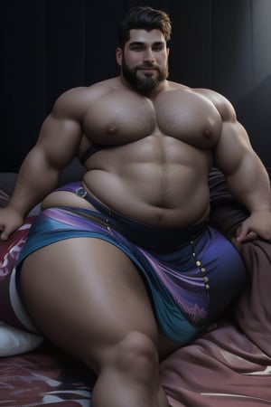 (masterpiece), 3d best quality, handsome charming beard man , short hairs, beautiful smiling, extra wide chest, extra fat pecs, slim tummy, hourglass body shape waistline, curvy wide hips, curvy body shape, perfect wide round fat ass, beefy wide and curvy fat thighs, wearing sexy costume, in the room, laying down, showing ass,mature