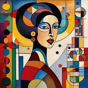 Woman, Style of Wassily Kandinsky, colored, best quality, 16K resolution