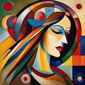 Woman, Style of Wassily Kandinsky, colored, best quality, 16K resolution