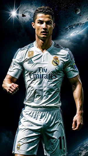 8k,high quality,real Madrid ,soccer,space,spaceships,Cristiano Ronaldo 