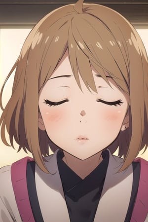 incoming kiss, closed eyes, human lips, aasaya, kyoukai no kanata