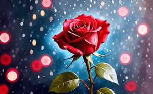 masterpiece, paintin style, red rose, light particles, beautiful roses, romantic bacjjground, superb composition 