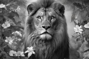 black and white background, a majestic African lion stands tall, full body, its colossal form gracefully captured in exquisite black and white line art. The texture of its thick, wrinkled skin is brought to life.

Surrounding the lion is a lush, verdant landscape, teeming with indigenous flora that adds depth and context to the scene. The play of light and shadow in the environment is also finely etched into the composition, enhancing the realism of the image.

This line art masterpiece is designed for coloring books in mind, offering an engaging and rewarding experience as they bring this magnificent creature to life with their choice of colors. The clean and fine lines ensure that even the most delicate details can be colored with ease, making this a perfect addition to any coloring book collection.,frank grillo